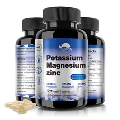 VPKIN Potassium Magnesium supplement bottle with capsules for daily vascular and nerve support