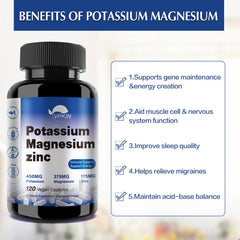 VPKIN Potassium Magnesium supplement ingredients panel with zinc citrate details