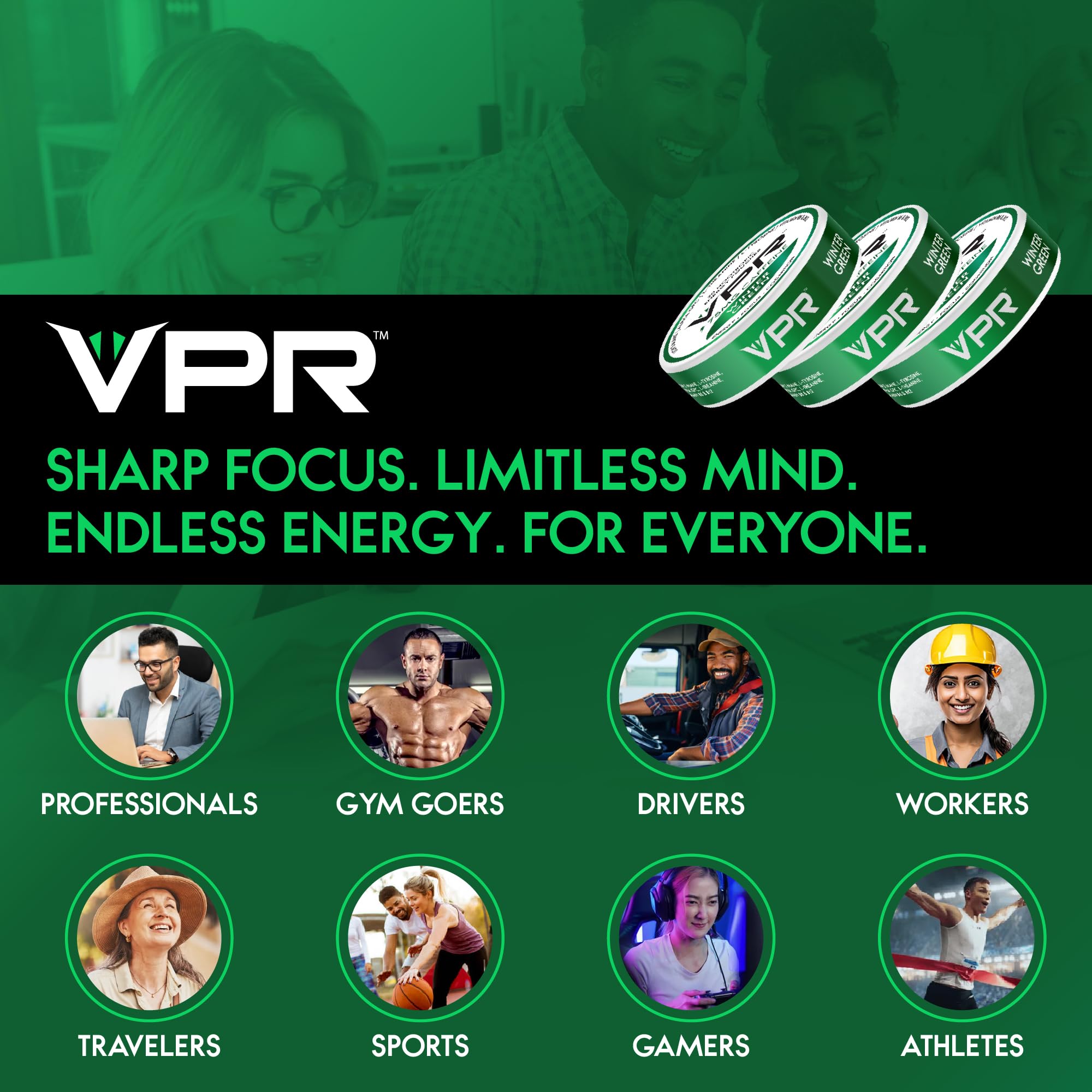 VPR Energy Alpha-GPC and L-Theanine visual emphasizes calm, steady energy.