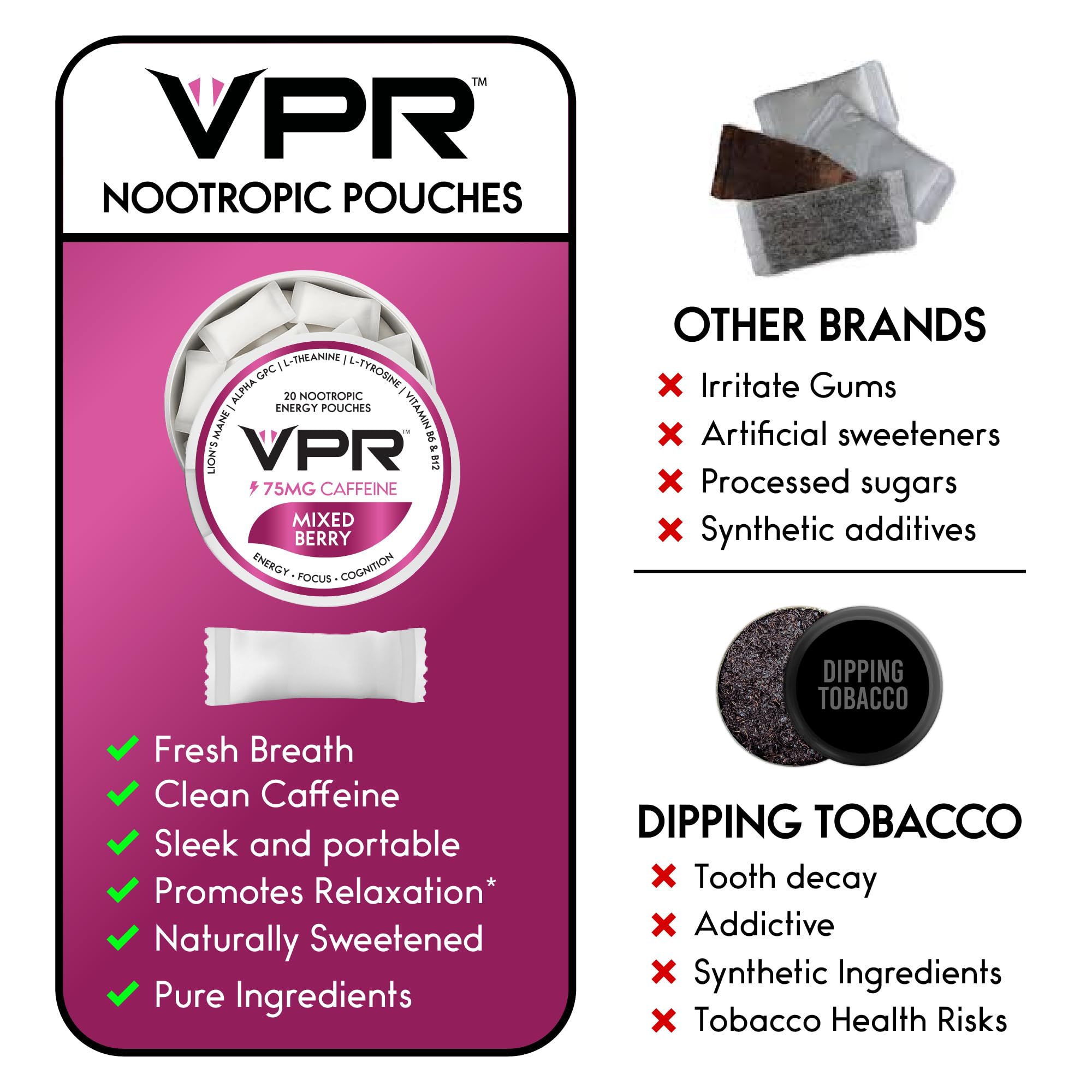 VPR Energy discreet energy on-the-go for meetings and travel.