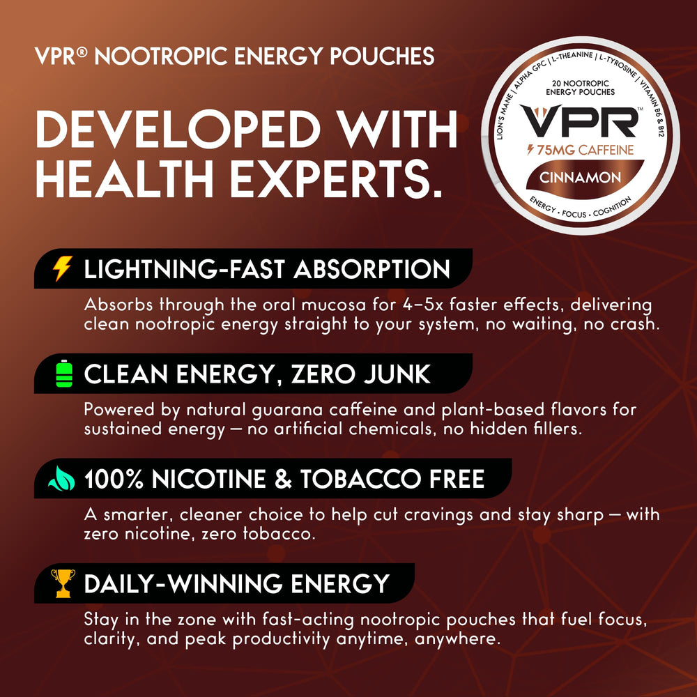 VPR Energy L-Tyrosine and L-Theanine indicating calm, steady focus
