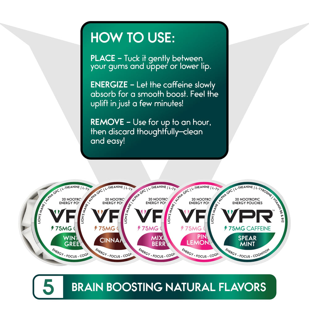 VPR Energy spearmint flavor swatch suggesting refreshing taste