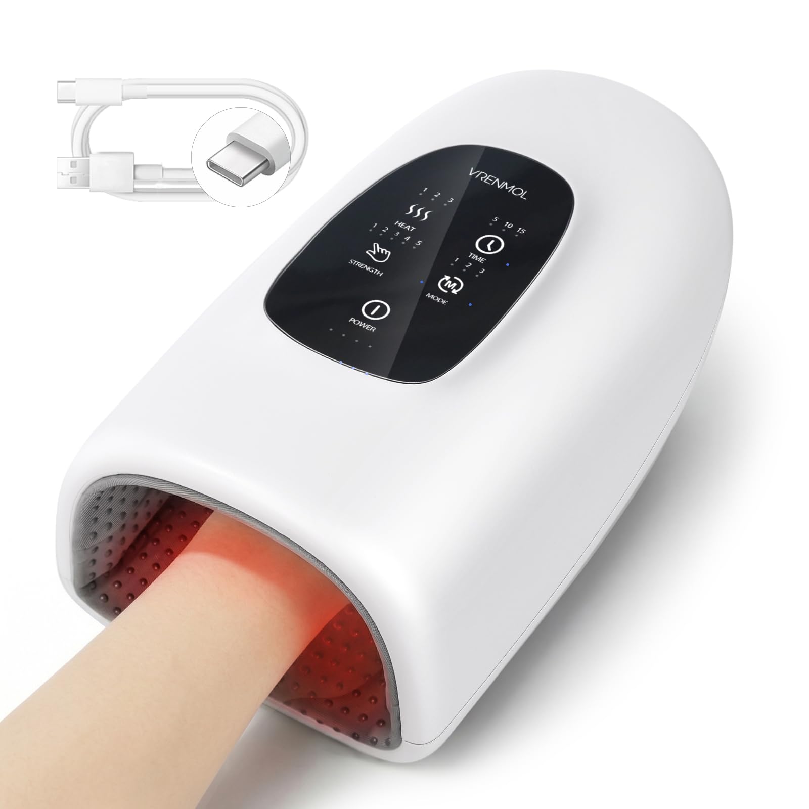 VRENMOL hand massager wrap covers entire hand for daily comfort.