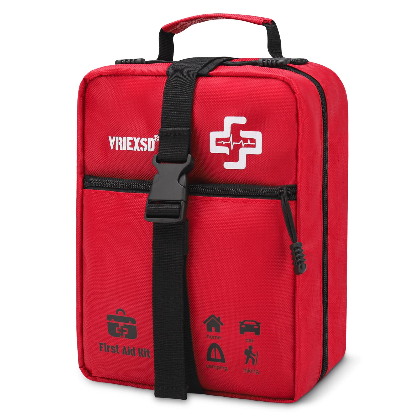 VRIEXSD 400-piece first aid kit in a compact case for home, travel, or car readiness.