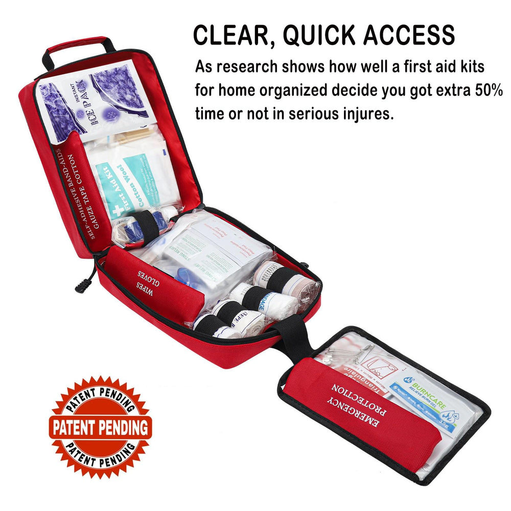 VRIEXSD divided-compartments kit keeps items organized for quick access during emergencies.