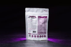 vSherpa Focus+ bottle label detail highlighting clean ingredients.