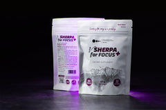 vSherpa Focus+ ingredients close-up showing omega-3 and herbal blend.
