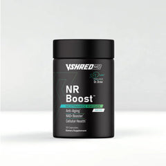 V Shred MD NR Boost bottle with capsules for daily energy support.