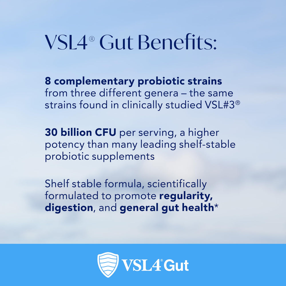 VSL4 Gut travel-friendly bottle designed for on-the-go probiotic use