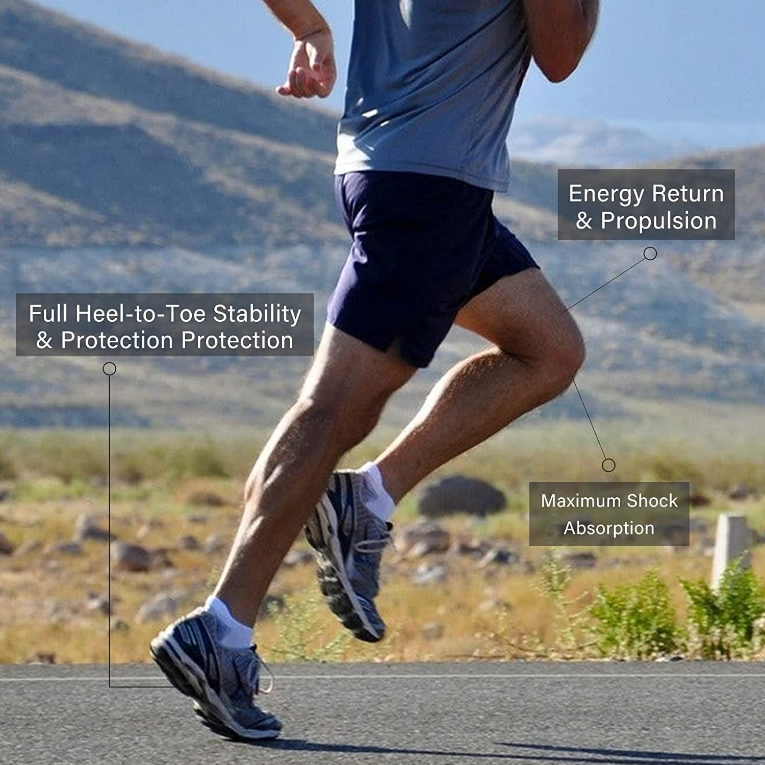 V.Step rigid insole boosts sports stability for quick movements.