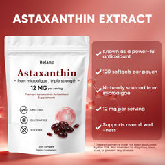 VSXAZ Astaxanthin 12mg label closeup with high potency and purity.