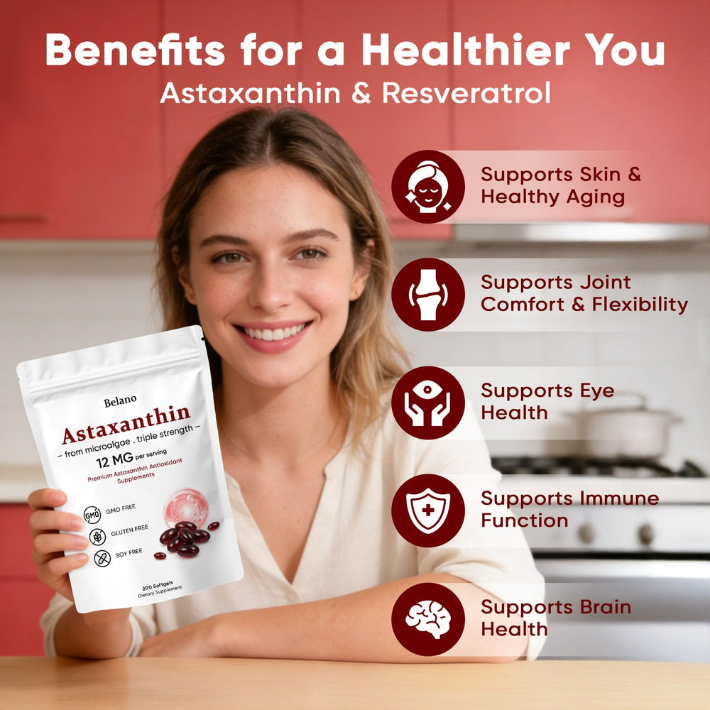 VSXAZ Astaxanthin 12mg softgel pour showing easy daily intake.