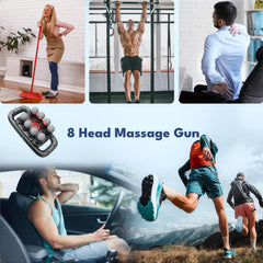 VTT 8-head massage gun multiple attachments for tailored relief.