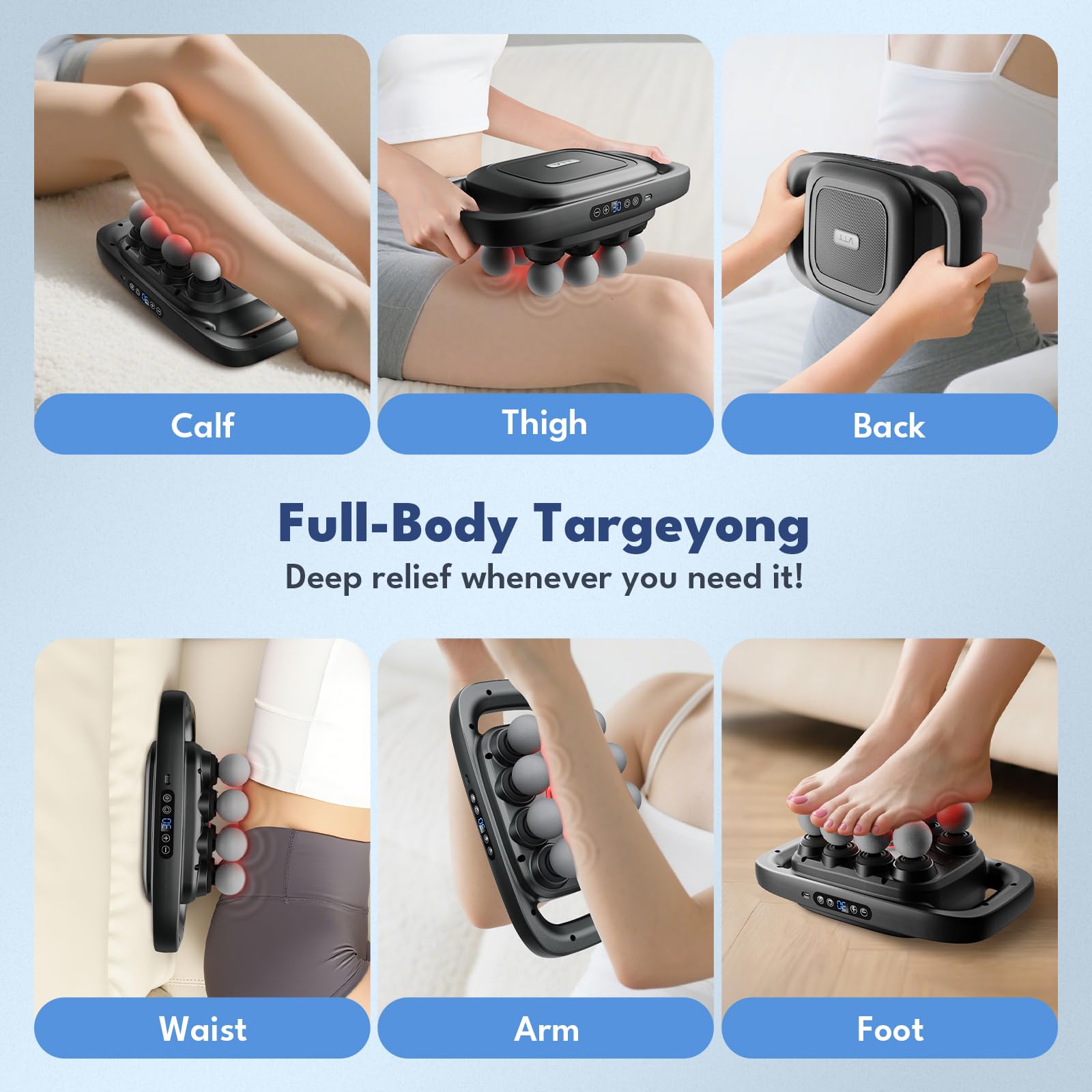 VTT 8-head massage gun ultra-quiet motor for discreet sessions.