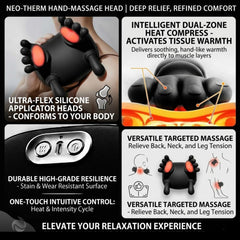 VUITTOX neck massager heat function provides soothing dual-zone warmth.