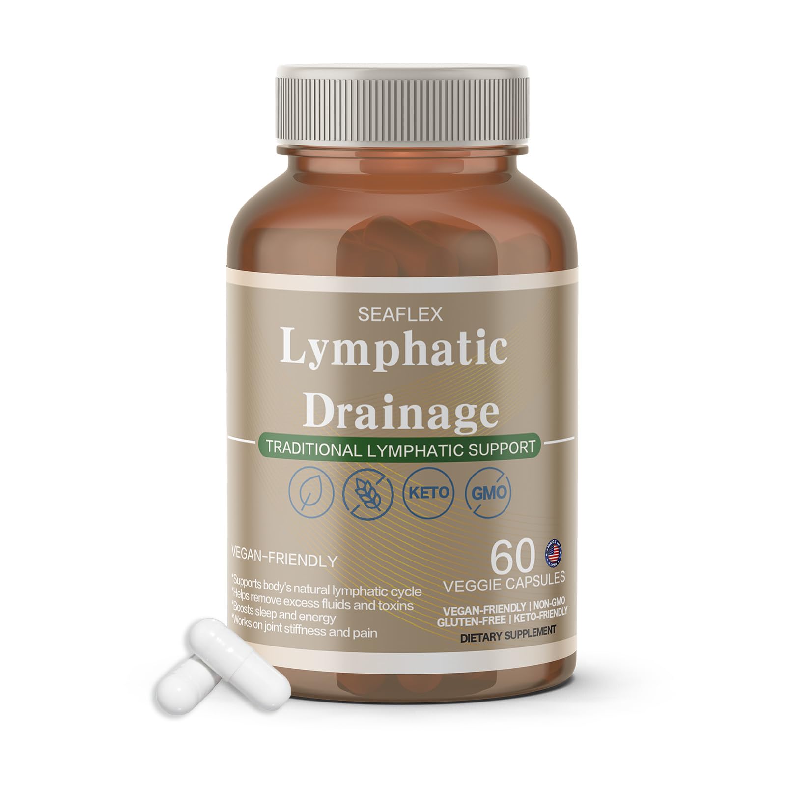 Vunexo Lymphatic Drainage Capsules bottle with detox-support label