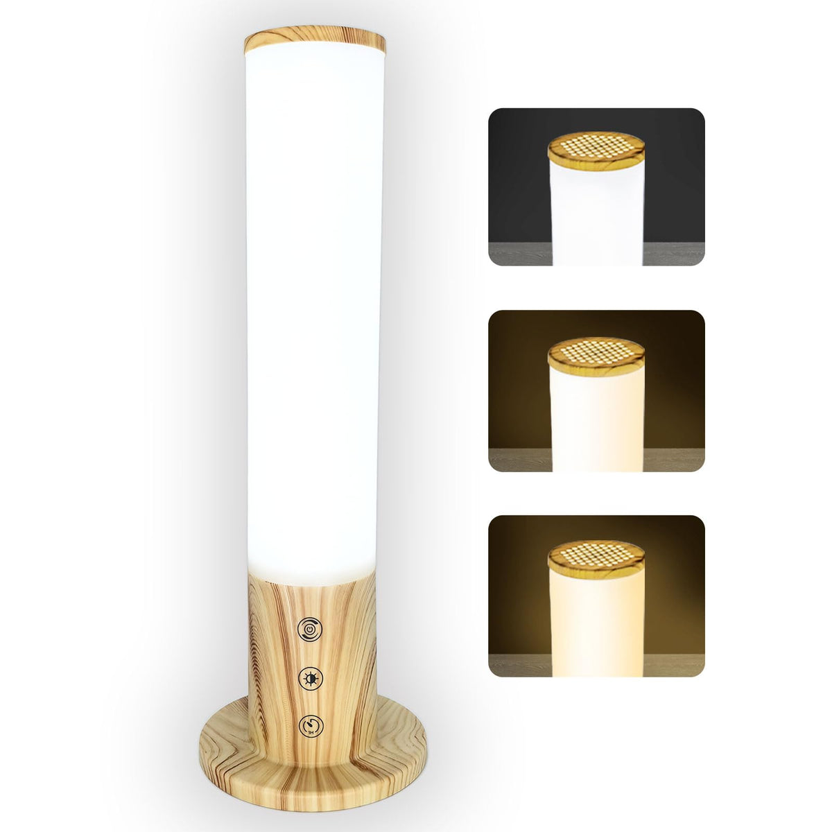 VUSIHOO light therapy lamp with wood grain design enhances home ambiance and mood