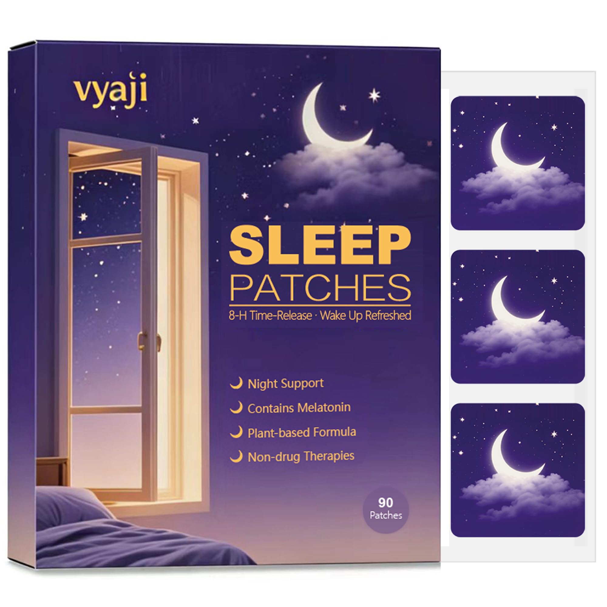 Vyaji 90-patches sleep patch front view, convenient nightly routine.