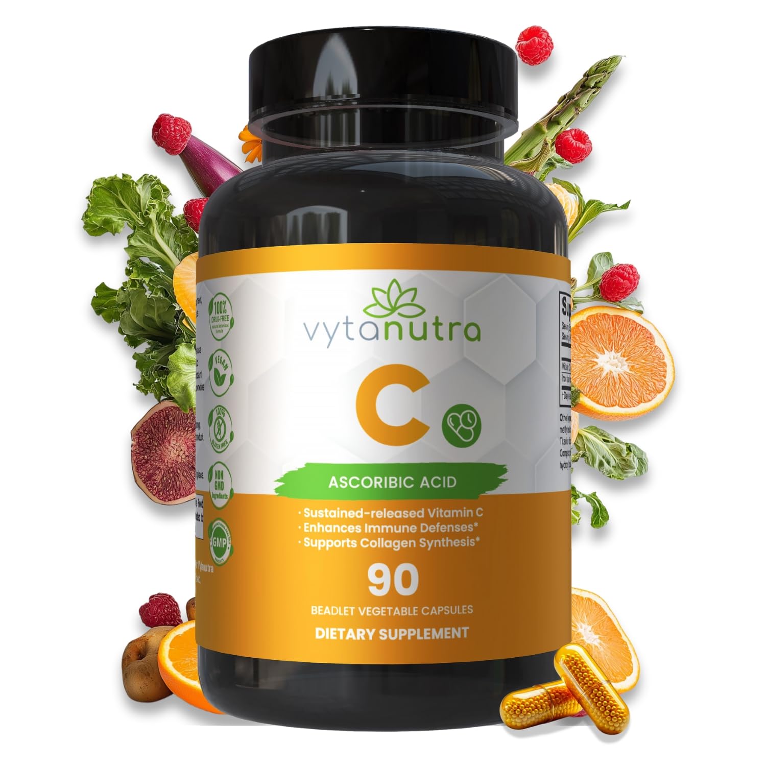 Vytanutra Immune Support Vitamin C bottle front highlighting daily wellness