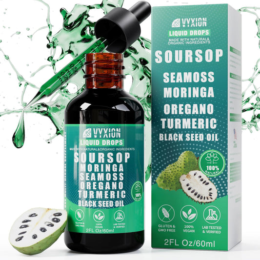 Vyxion Soursop Bitters bottle shows natural ingredients for daily wellness