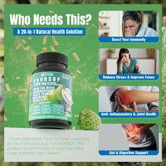 Vyxion Soursop ingredients label emphasizing 20-in-1 blend
