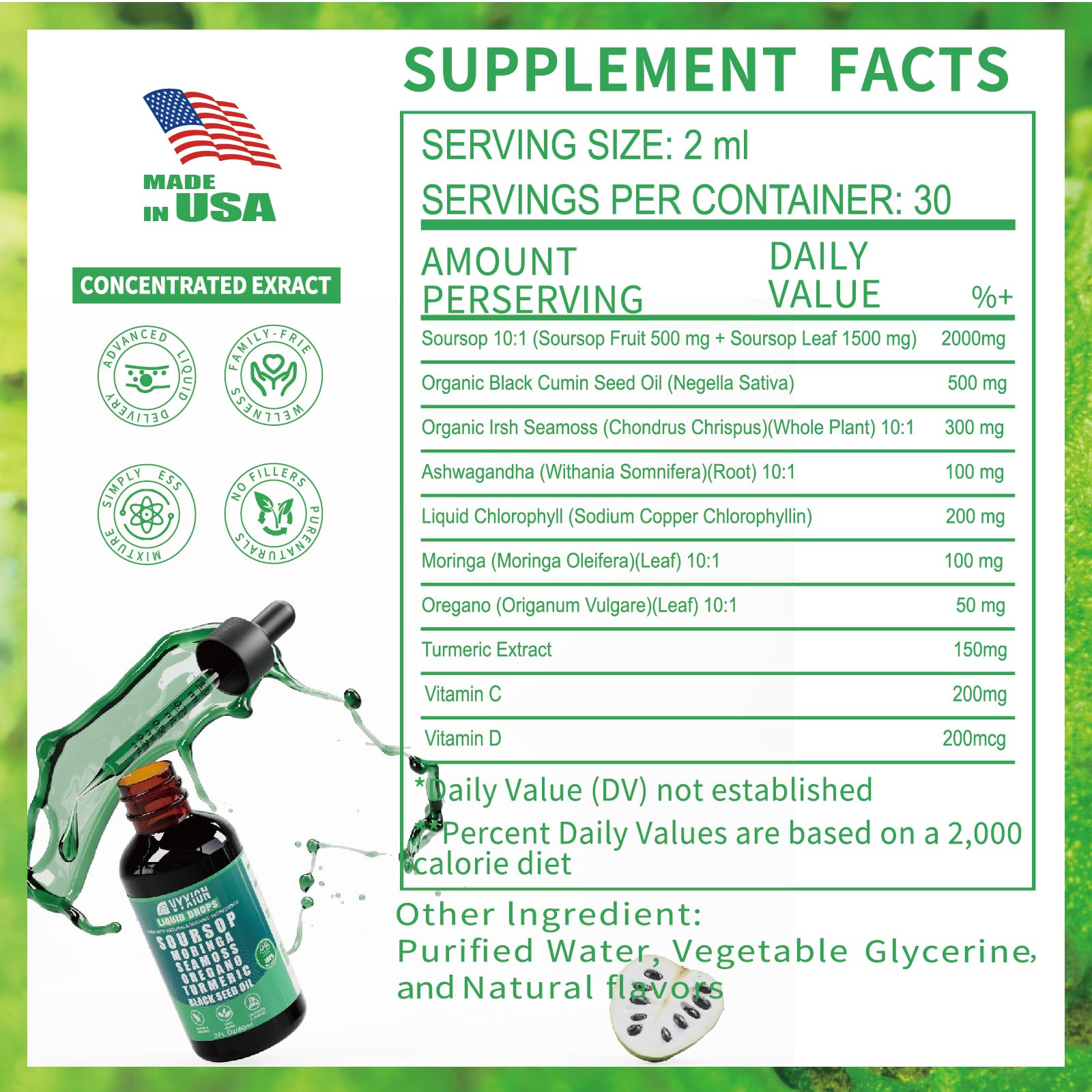 Vyxion turmeric and herbs indicating enhanced absorption in the blend.