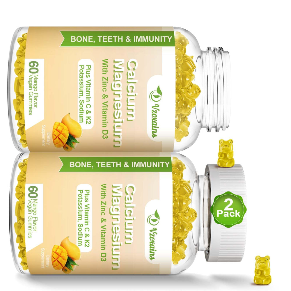 VZOXAINS high-absorption calcium gummies bottle for daily bone health support.