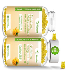 VZOXAINS high-absorption calcium gummies bottle for daily bone health support.