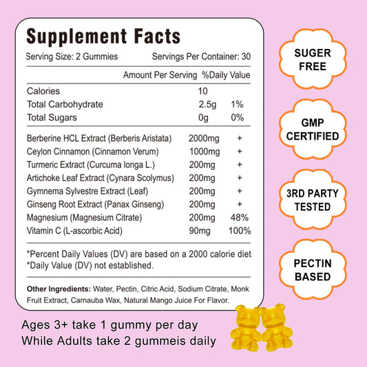 VZOXAINS bottle label shows high purity berberine and cinnamon for daily wellness