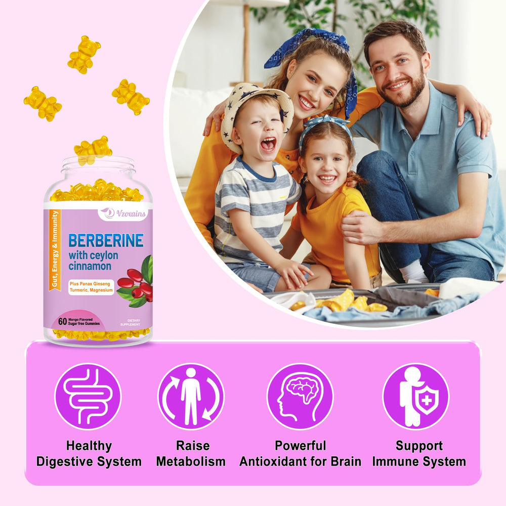 VZOXAINS ingredients scene featuring berberine, cinnamon, turmeric and botanicals