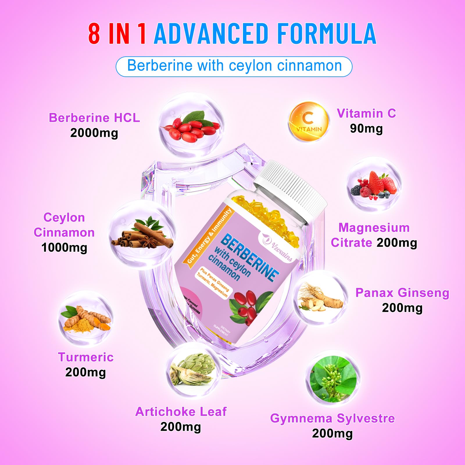 VZOXAINS mango-flavored gummies close-up inviting a tasty daily supplement routine