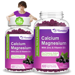 VZOXAINS Calcium Magnesium Zinc Gummies blueberry bottle for easy daily bone support