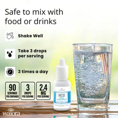 Waiora NCD bottle marked trusted brand since 2004 for wellness.