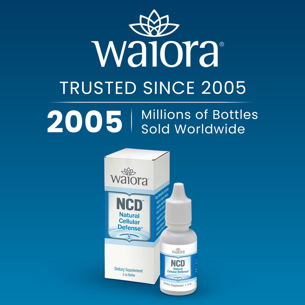 Waiora NCD liquid bottle on a clean surface for everyday use.