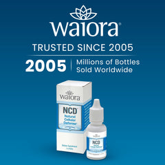 Waiora NCD liquid bottle on a clean surface for everyday use.