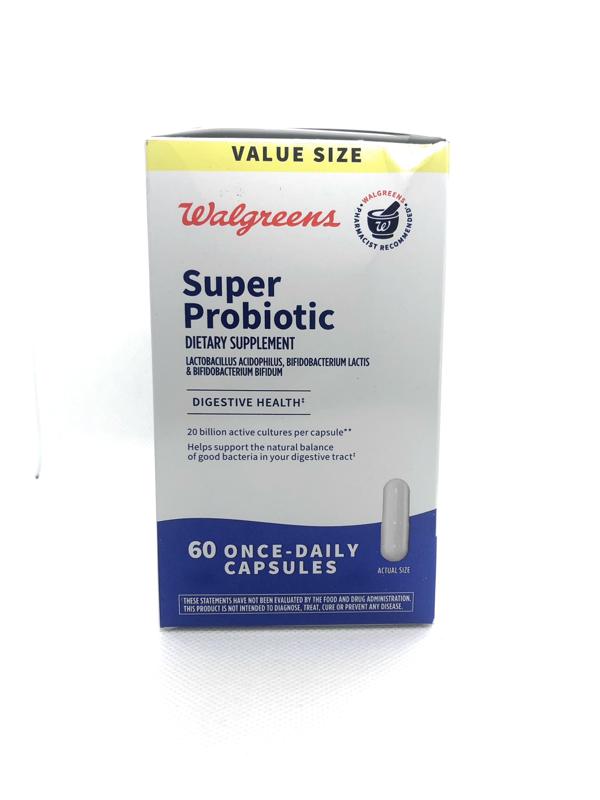 Walgreens Atazua super probiotic digestive support bottle promotes daily gut balance.