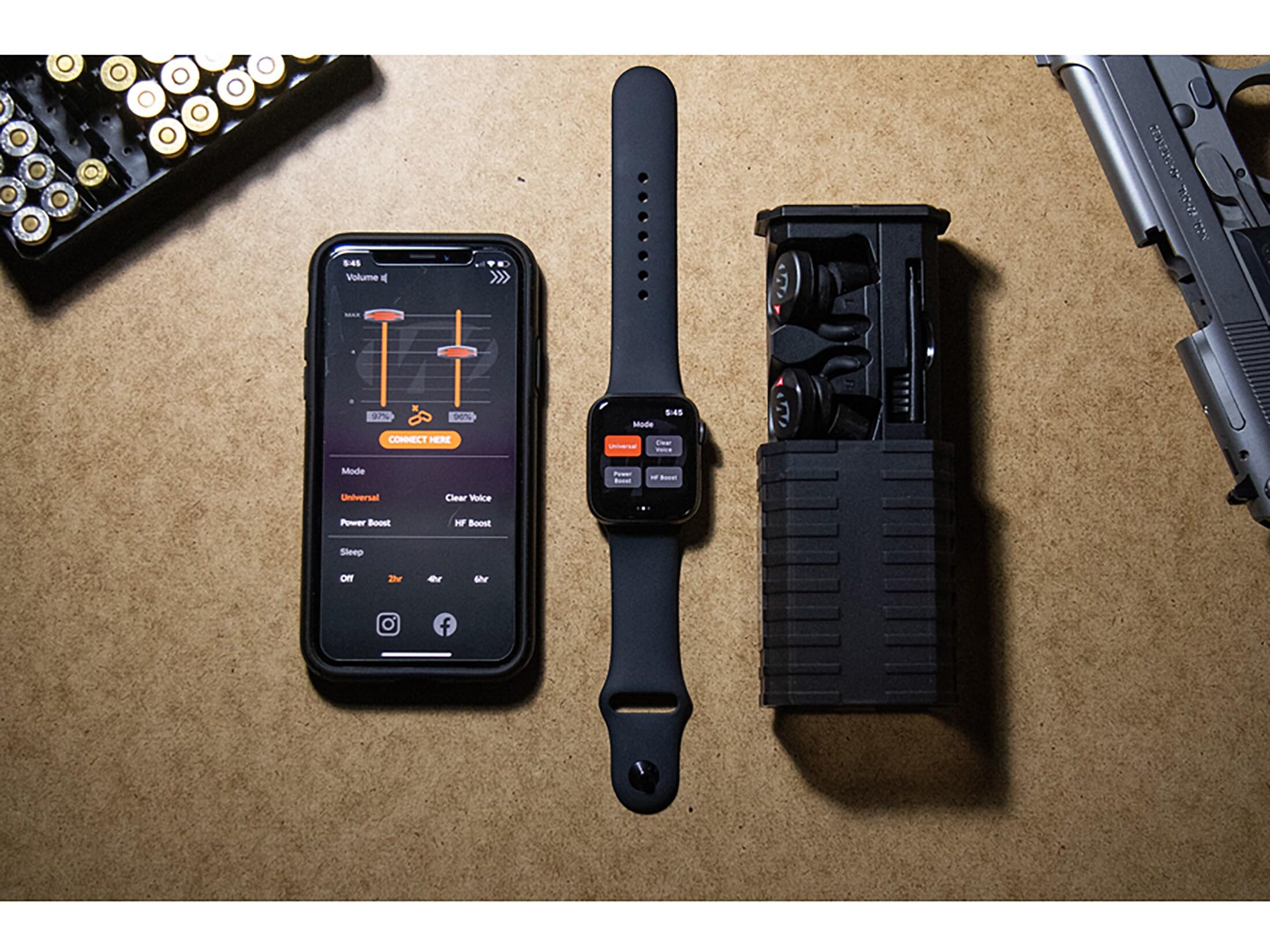 Walker's Silencer 2.0 app control screen for battery and settings