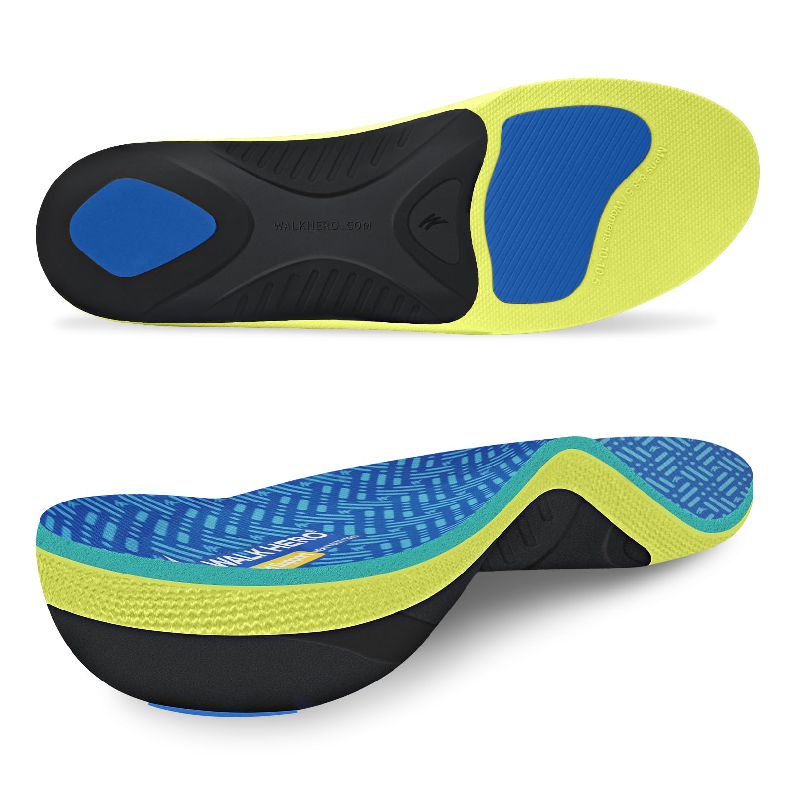 WalkHero heavy-duty arch-support insoles offer all-day stability for active feet.