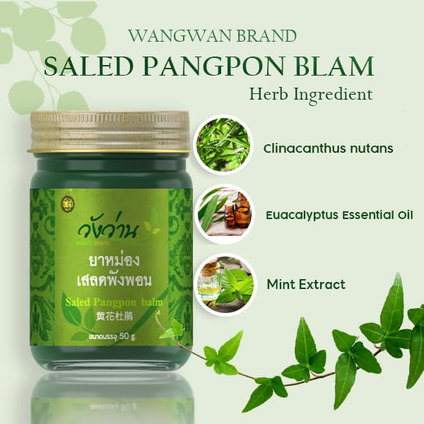 Wangwan Thai Green Balm 50g jar, compact pack for on-the-go care.