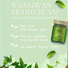 Wangwan Thai Green Balm texture closeup, lightweight and non-greasy skin feel.