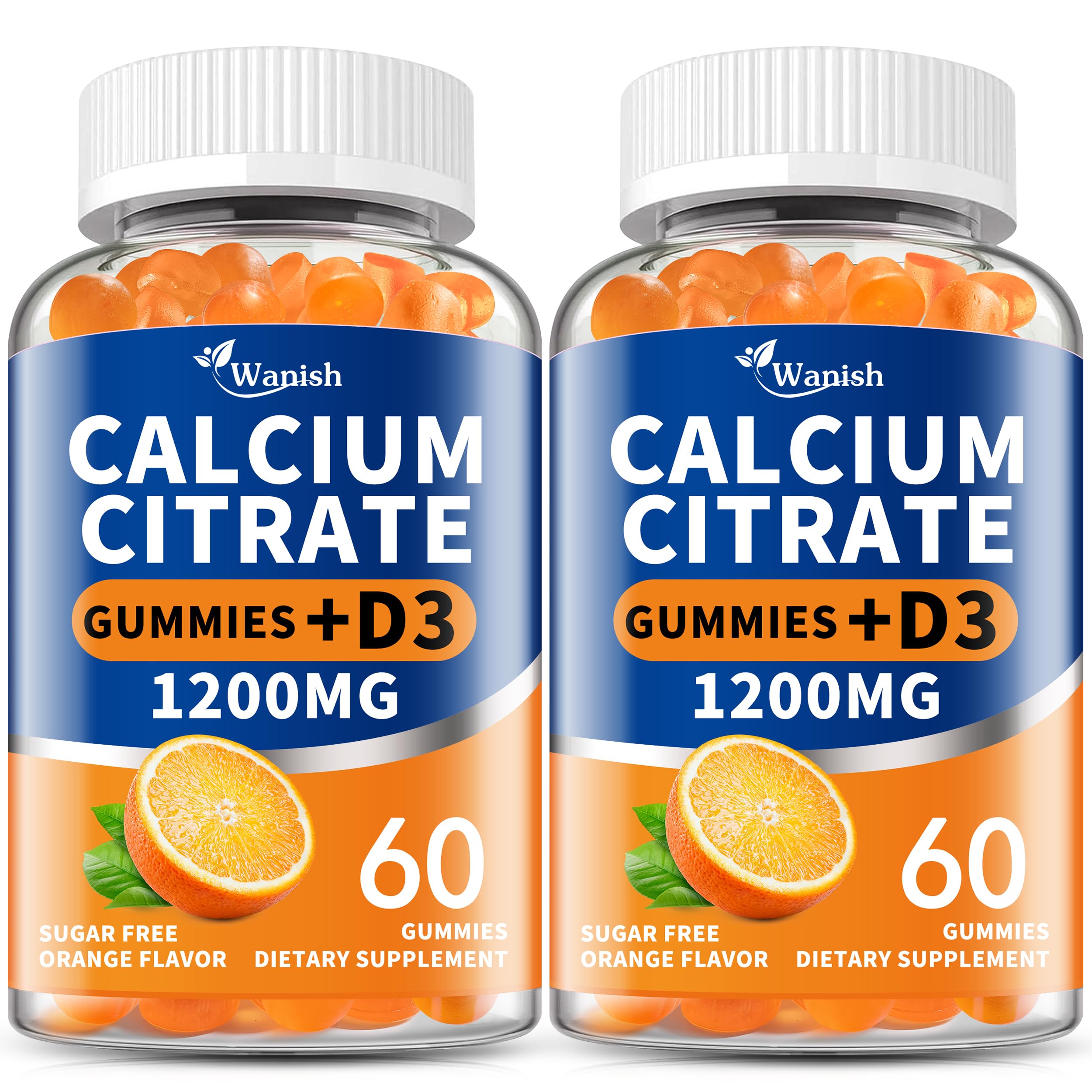 Wanish Calcium Citrate 1200mg bottle highlighting purity for stronger bones and teeth