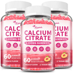 Wanish calcium citrate gummies peach flavor bottle shows easy-to-digest calcium for daily support