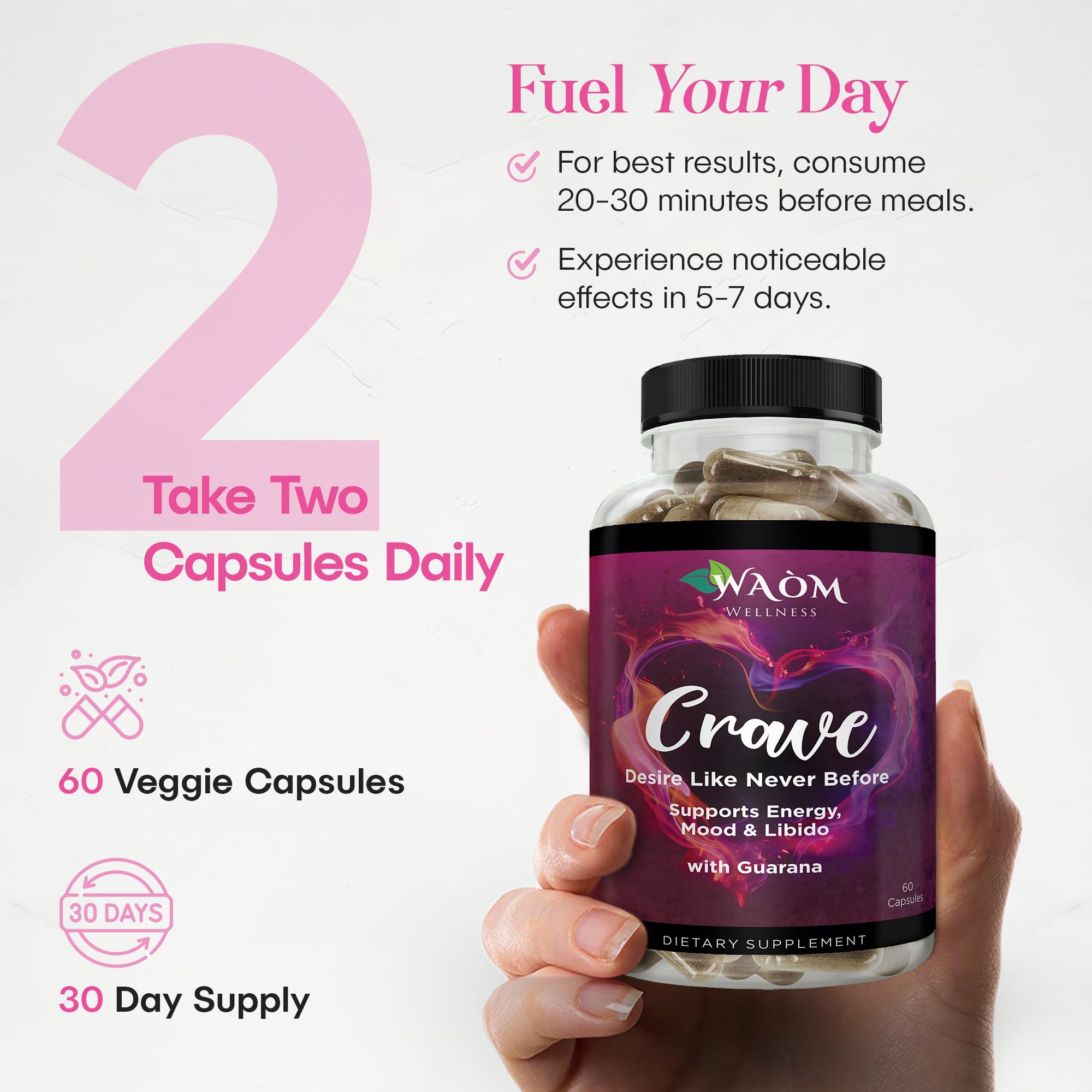 Waòm Wellness Crave third-party testing seal for quality assurance.
