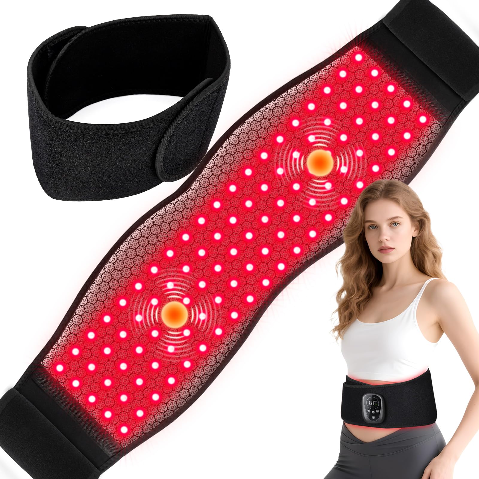WAPAG red light therapy belt front view for portable at-home use