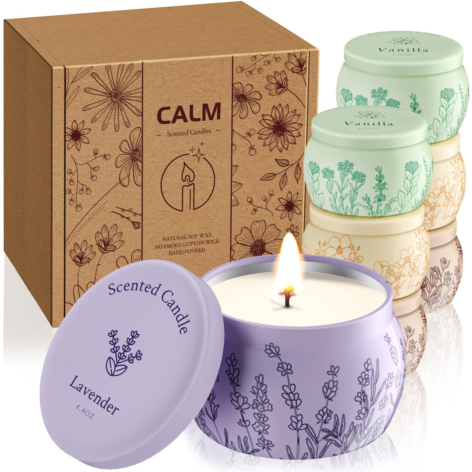 WarmEmbrace 8-piece candle set displayed together for versatile home fragrance.