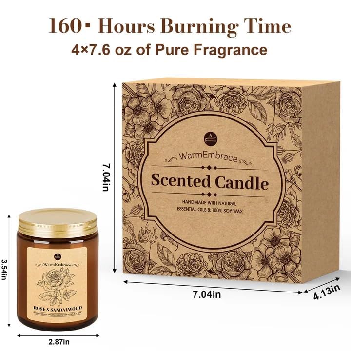 WarmEmbrace rose sandalwood candle jar blends floral and woody notes