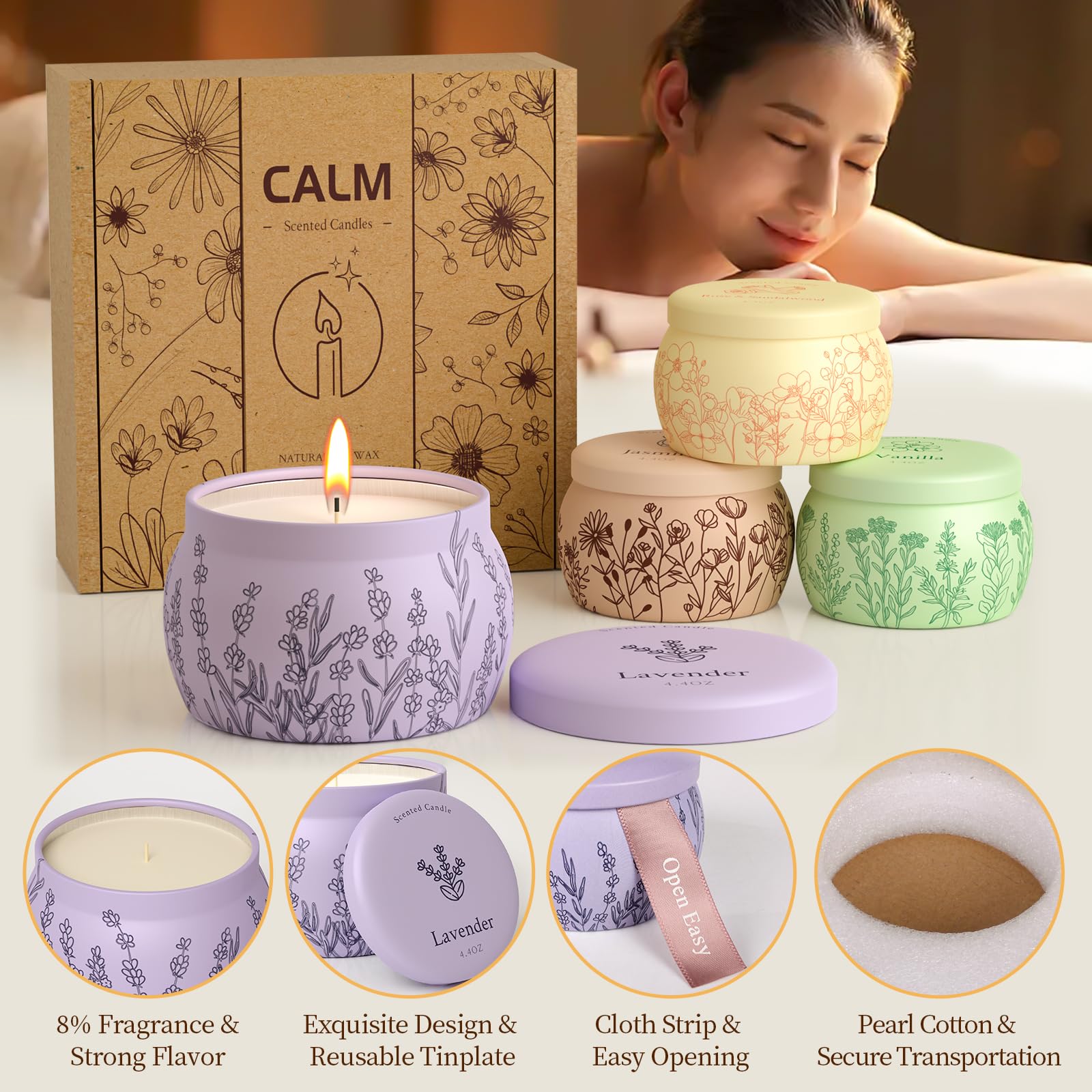 WarmEmbrace rose sandalwood candle jar for romantic evenings.