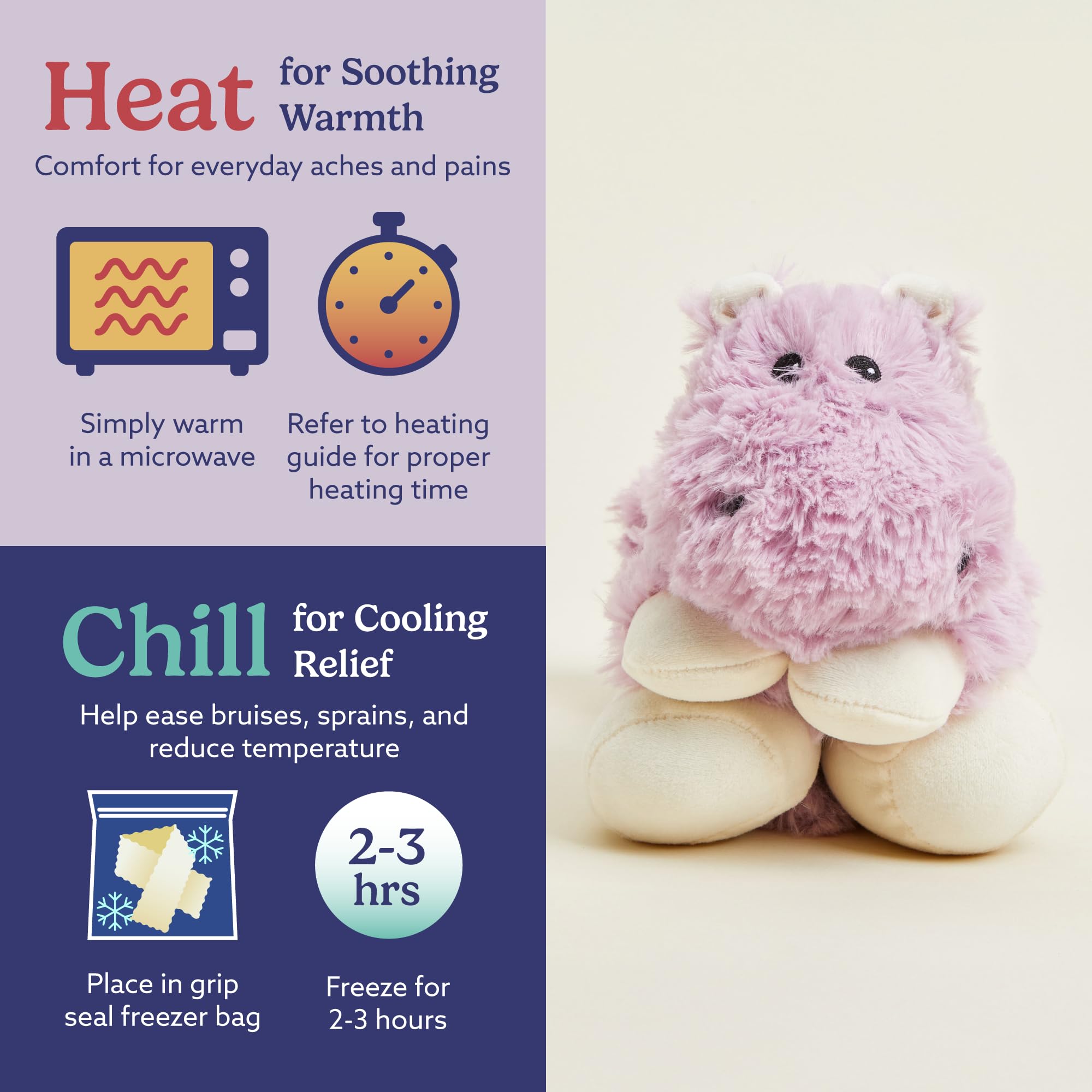 Hippo wrap cooling in freezer to provide a refreshing chill
