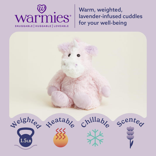 Warmies Unicorn weighted plush offering comforting pressure