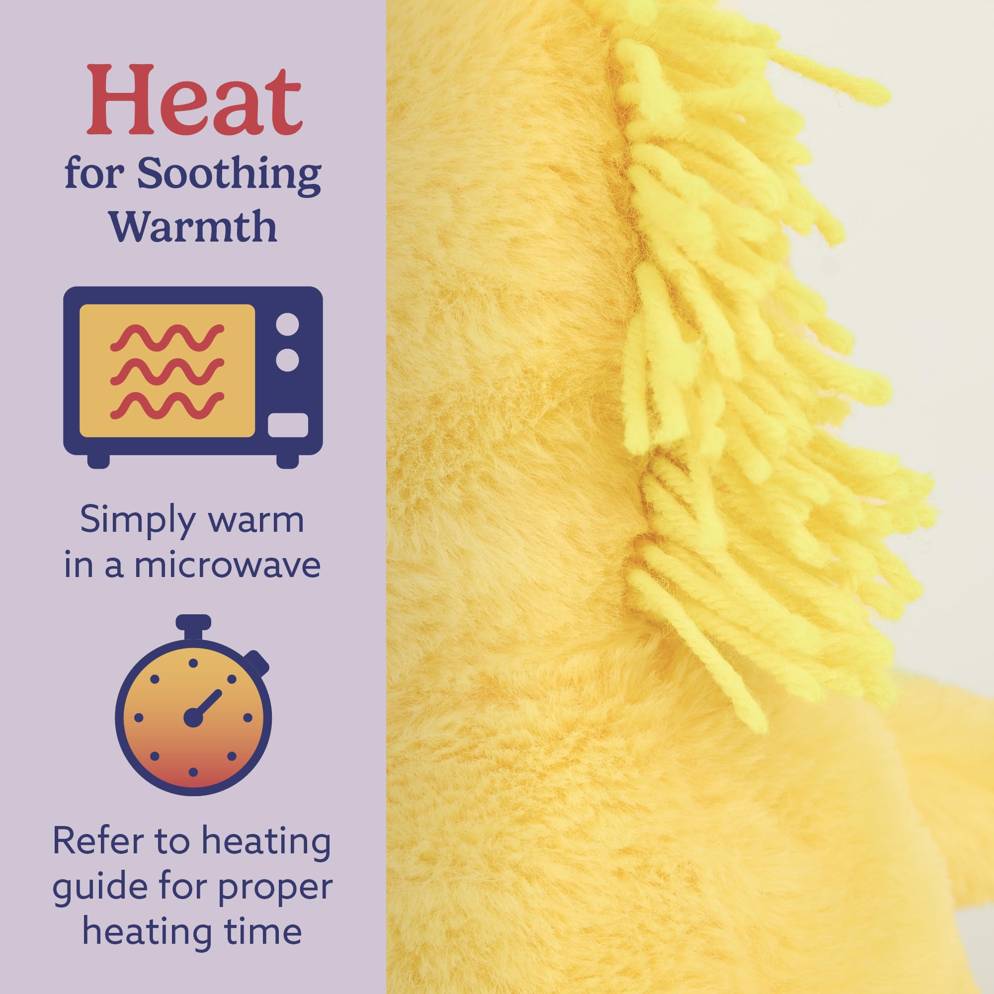 Weighted lavender-scented Woodstock plush provides comforting weight and aroma.